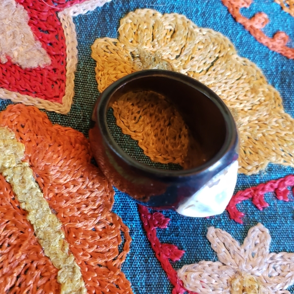 Vintage Chunky Ring Acrylic Seashell 1970sBlack - Picture 5 of 9